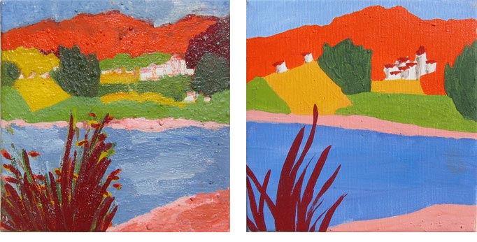 2005 Lac du salagou (série de toiles de 20x20cm)